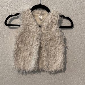 Little Girl's Faux Fur Shag Vest with Button Closure Cater's Size 5T